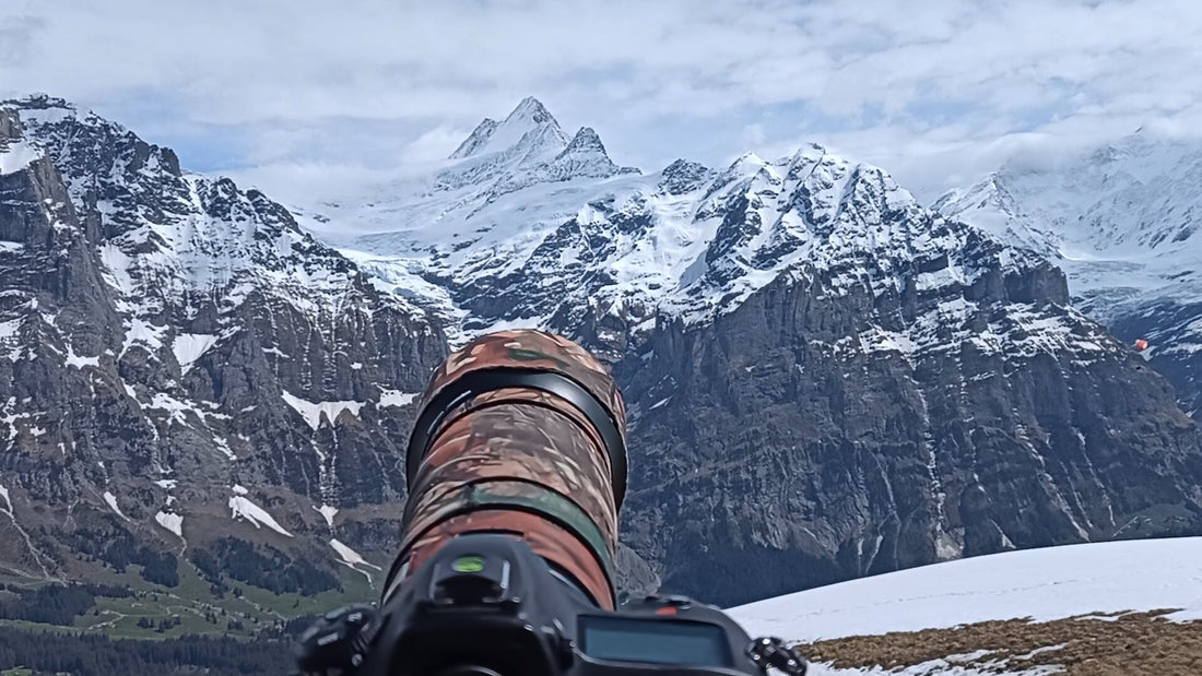 Swiss mountains from camera view. Camera lens where the magic happens.